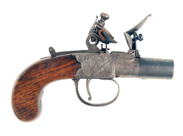 A Flintlock Pocket Pistol by Mace of Reading