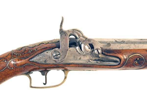 A Brass Inlaid Percussion Pistol by Lazarino - Image 2
