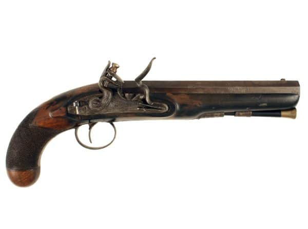 A Flintlock Officers Pistol signed Manton