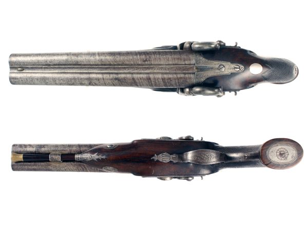 A Double Barrel Percussion Pistol by Hewson - Image 4