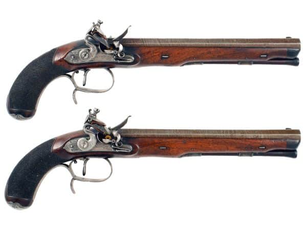 A Cased Pair of Flintlock Duelling Pistols by D. Egg - Image 4