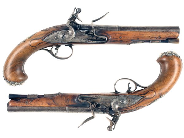 A Pair of Silver Mounted Flintlock Holster Pistols