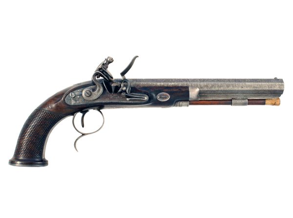 A Flintlock Duelling Pistol by Rigby of Dublin