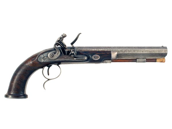 A Flintlock Duelling Pistol by Rigby of Dublin