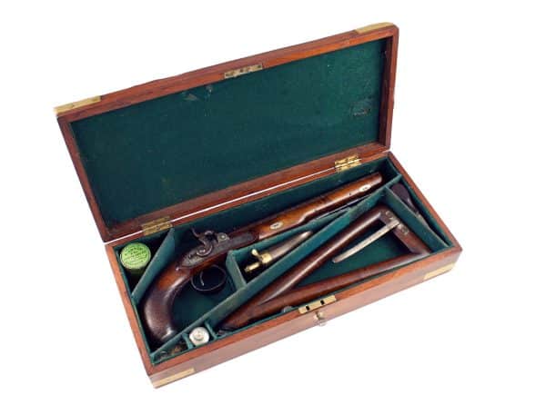 A Cased Irish Pistol with Shoulder Stock