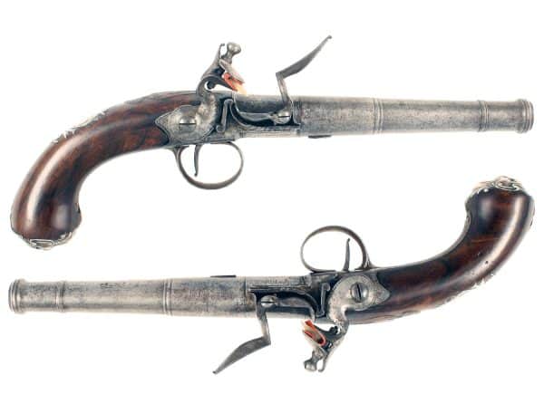 A Crisp Pair of Flintlock Queen Anne Pistols