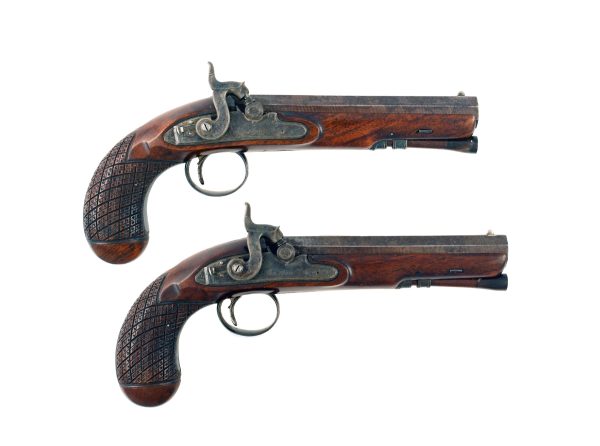 A Crisp Pair of Overcoat Pistols by Barton - Image 2