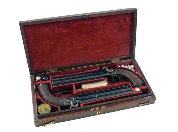 A Cased Pair of Over and Under Pistols
