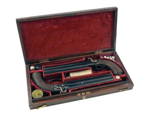 A Cased Pair of Over and Under Pistols