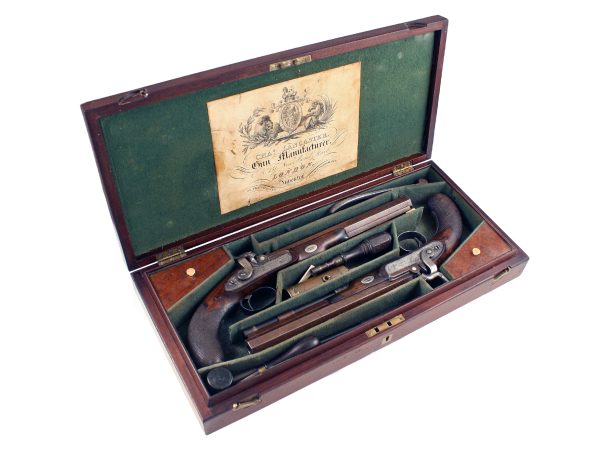 A Cased Pair of Percussion Pistols by Lancaster