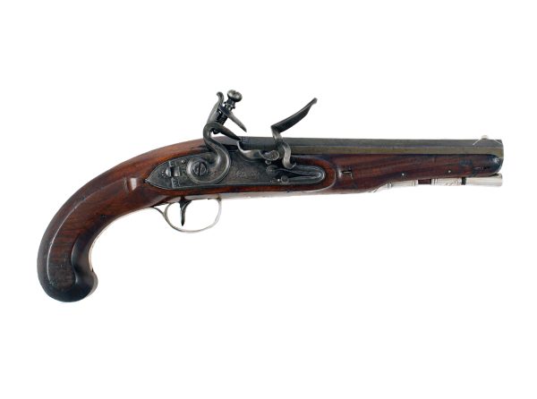 A Silver Mounted Flintlock Pistol by Green of London.