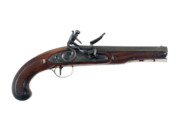 A Silver Mounted Flintlock Pistol by Green of London.