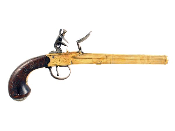 A Flintlock Silver Mounted Pistol by Bunney