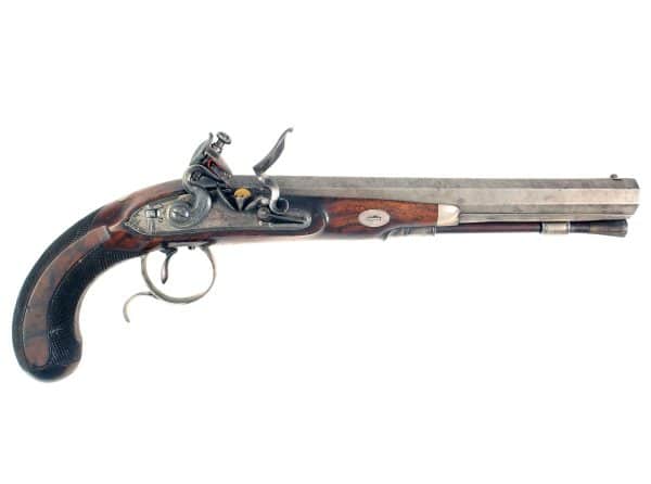 A Flintlock Duelling Pistol by W. Parker