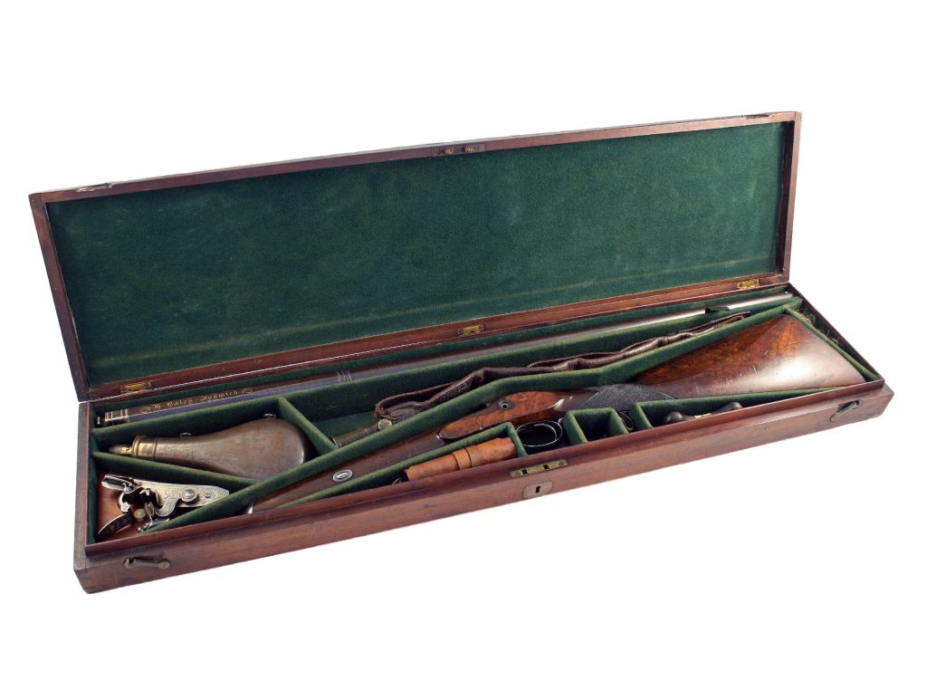 A Cased Flintlock Sporting Gun by Bailes of Ipswich