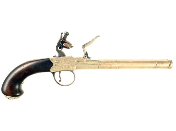 A Double Barrelled Flintlock Pistol