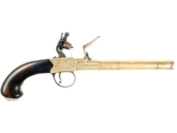 A Double Barrelled Flintlock Pistol