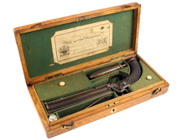 A Superb Cased Rifled Percussion Over & Under Pisto
