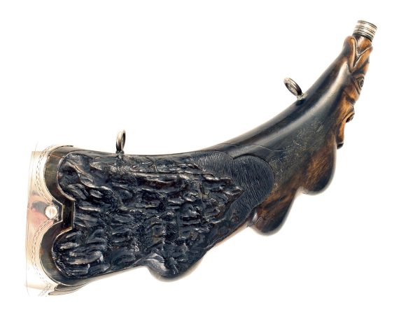 A Silver Mounted Horn Flask