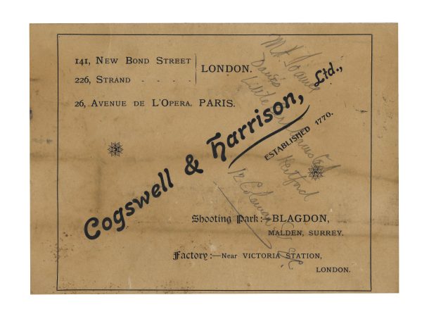 A Cogswell and Harrison Ltd Trade Label.