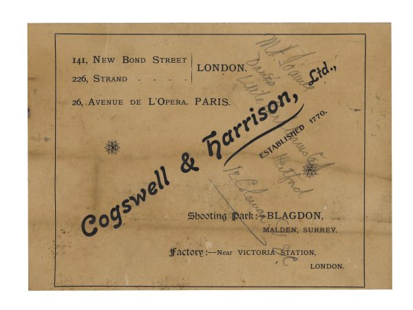 A Cogswell and Harrison Ltd Trade Label.