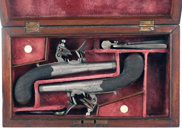 A Cased Pair of Pocket Pistols by H. Nock