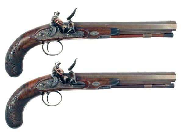 A Fine Pair of Flintlock Duelling Pistols by Wilson.