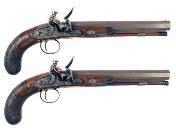 A Fine Pair of Flintlock Duelling Pistols by Wilson.