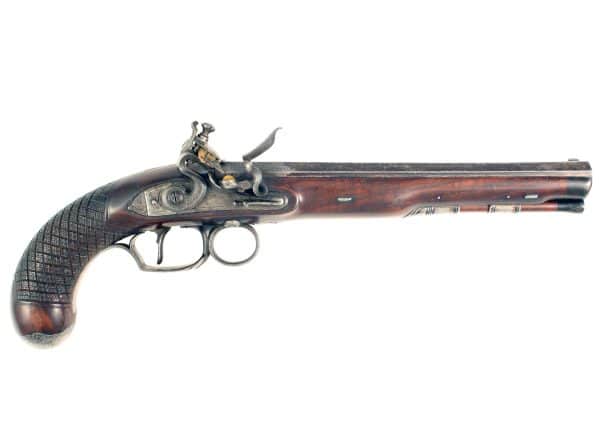 A Flintlock Duelling Pistol by D. Egg