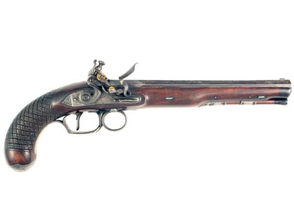 A Flintlock Duelling Pistol by D. Egg