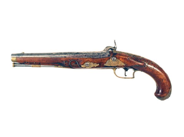 A Brass Inlaid Percussion Pistol by Lazarino - Image 4