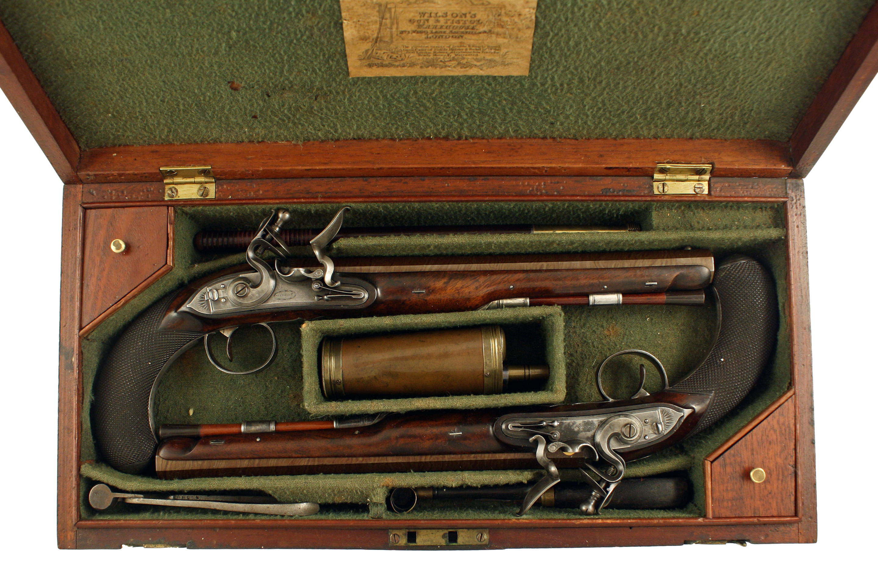 A Cased Pair of Flintlock Duelling Pistols by Wilson of London. - Image 10