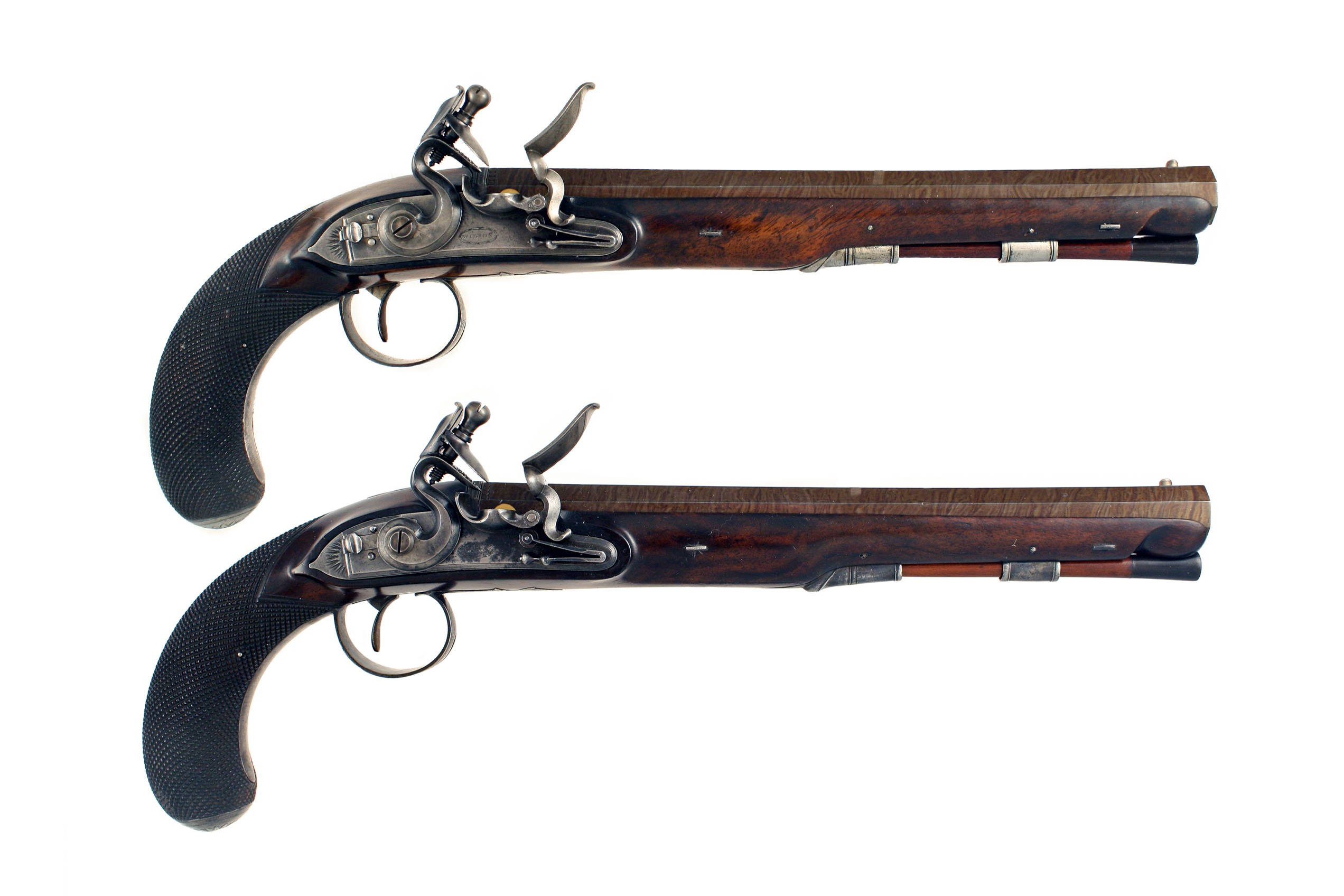 A Cased Pair of Flintlock Duelling Pistols by Wilson of London. - Image 6