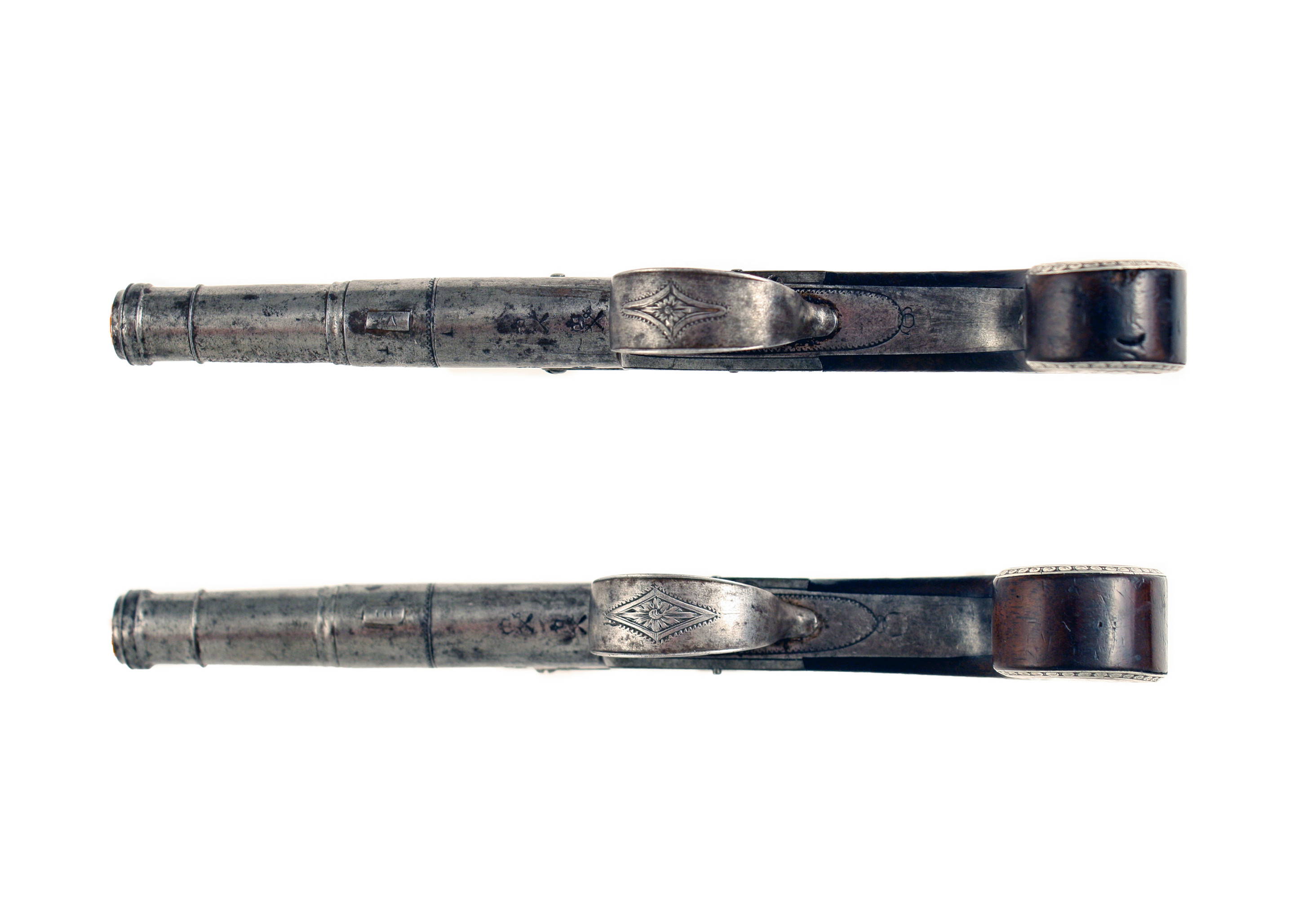 A Pair of Silver Mounted Pocket Pistols by Perry. - Image 2