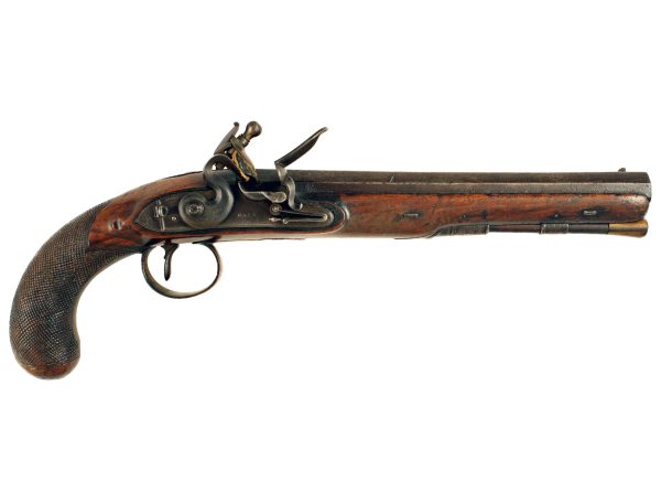 A Flintlock Duelling Pistol by Bass