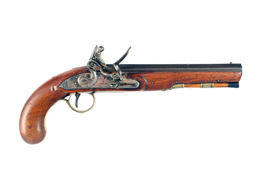 A Flintlock Officers Pistol by G. Jones, London.