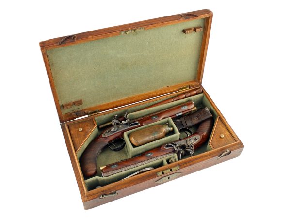 An Incredible Cased Pair of Flintlock Officers Pistols