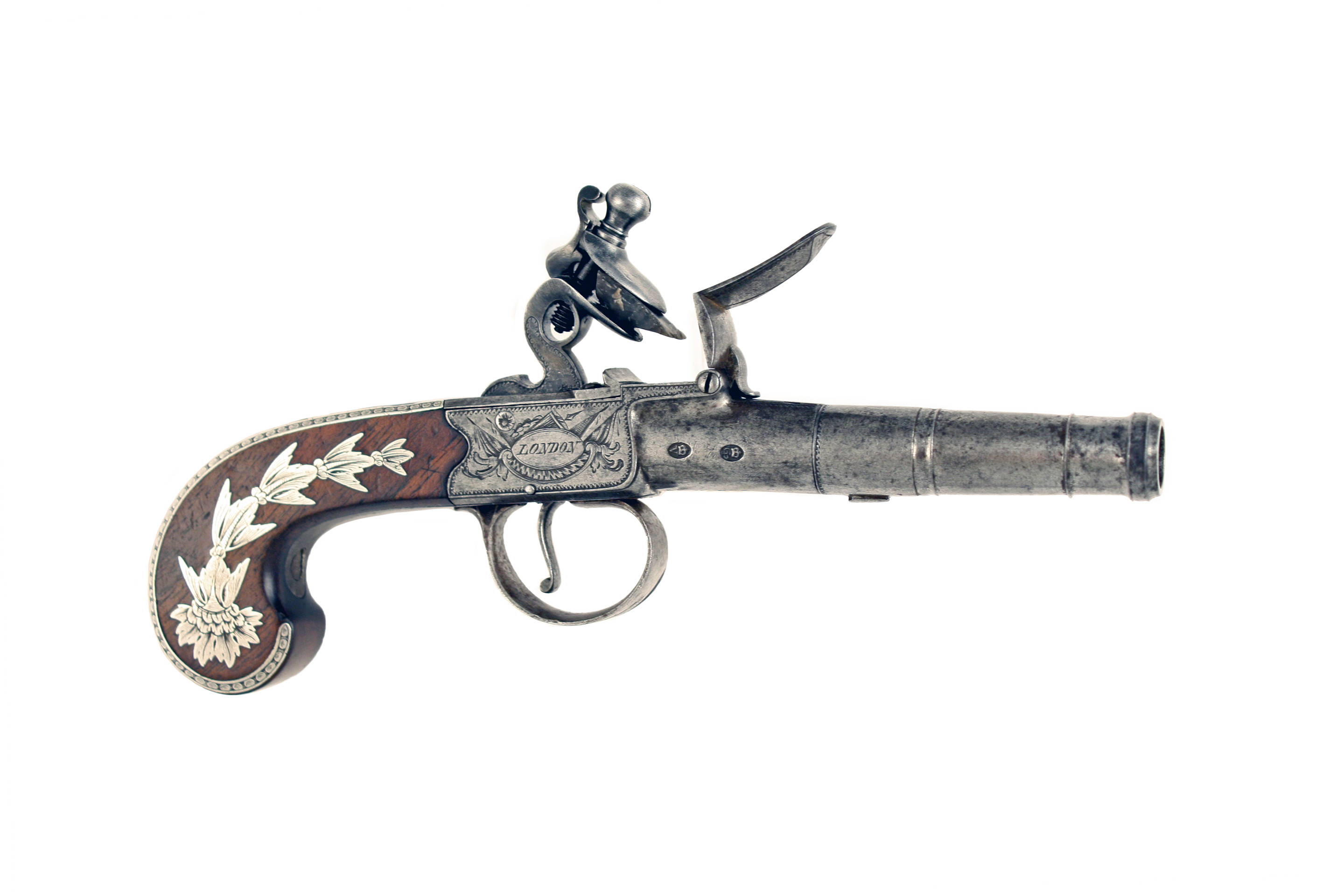 A Pair of Silver Mounted Pocket Pistols by Perry. - Image 8