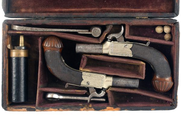 A Cased Pair of Percussion Pocket Pistols by Dooley