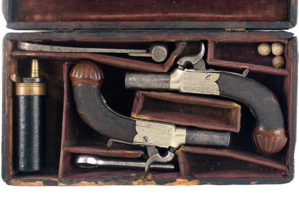 A Cased Pair of Percussion Pocket Pistols by Dooley
