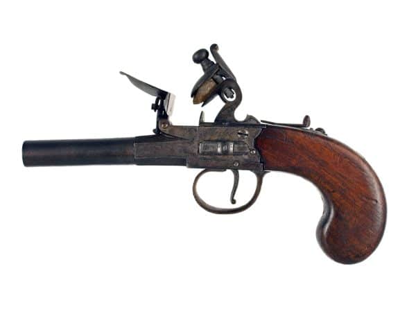 A Double Barrel Flintlock Pocket Pistol