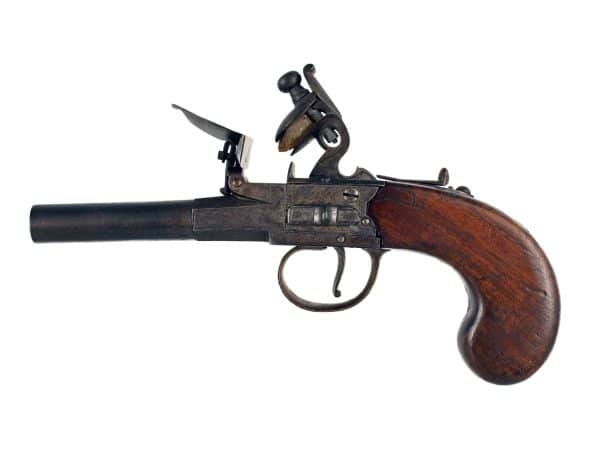 A Double Barrel Flintlock Pocket Pistol