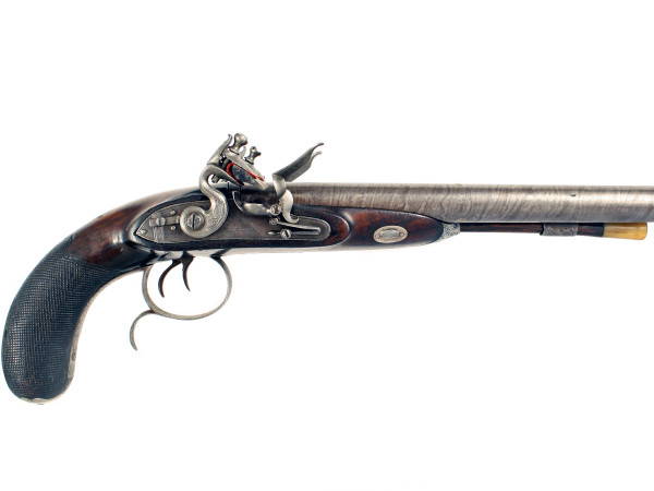 A Flintlock Carriage Pistol by McDermott of Dublin.