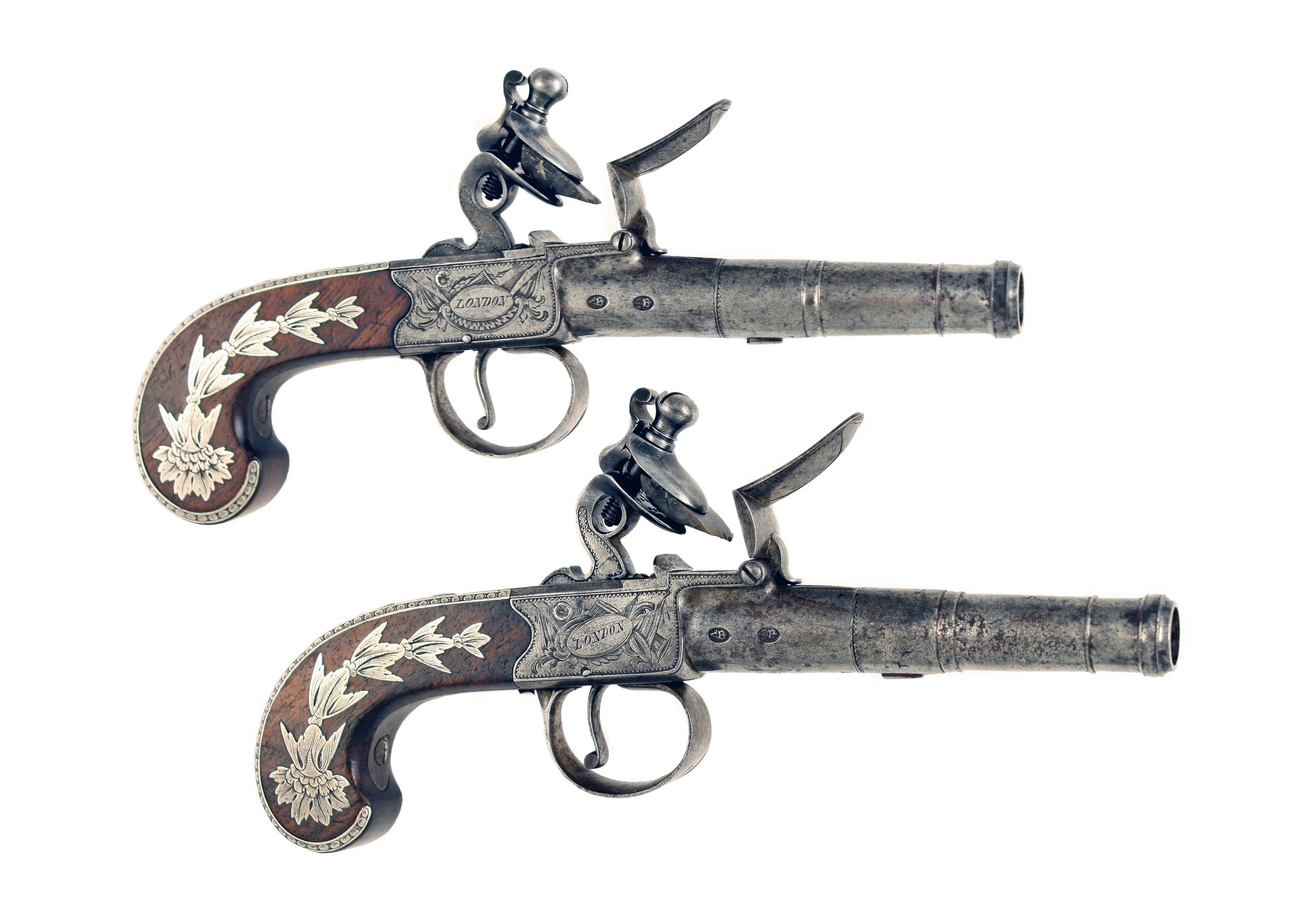 A Pair of Silver Mounted Pocket Pistols by Perry. - Image 6