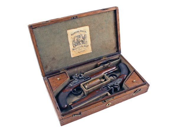 A Cased Pair of Flintlock Pistols by H. Nock