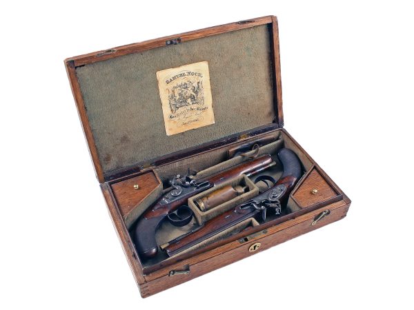 A Cased Pair of Flintlock Pistols by H. Nock
