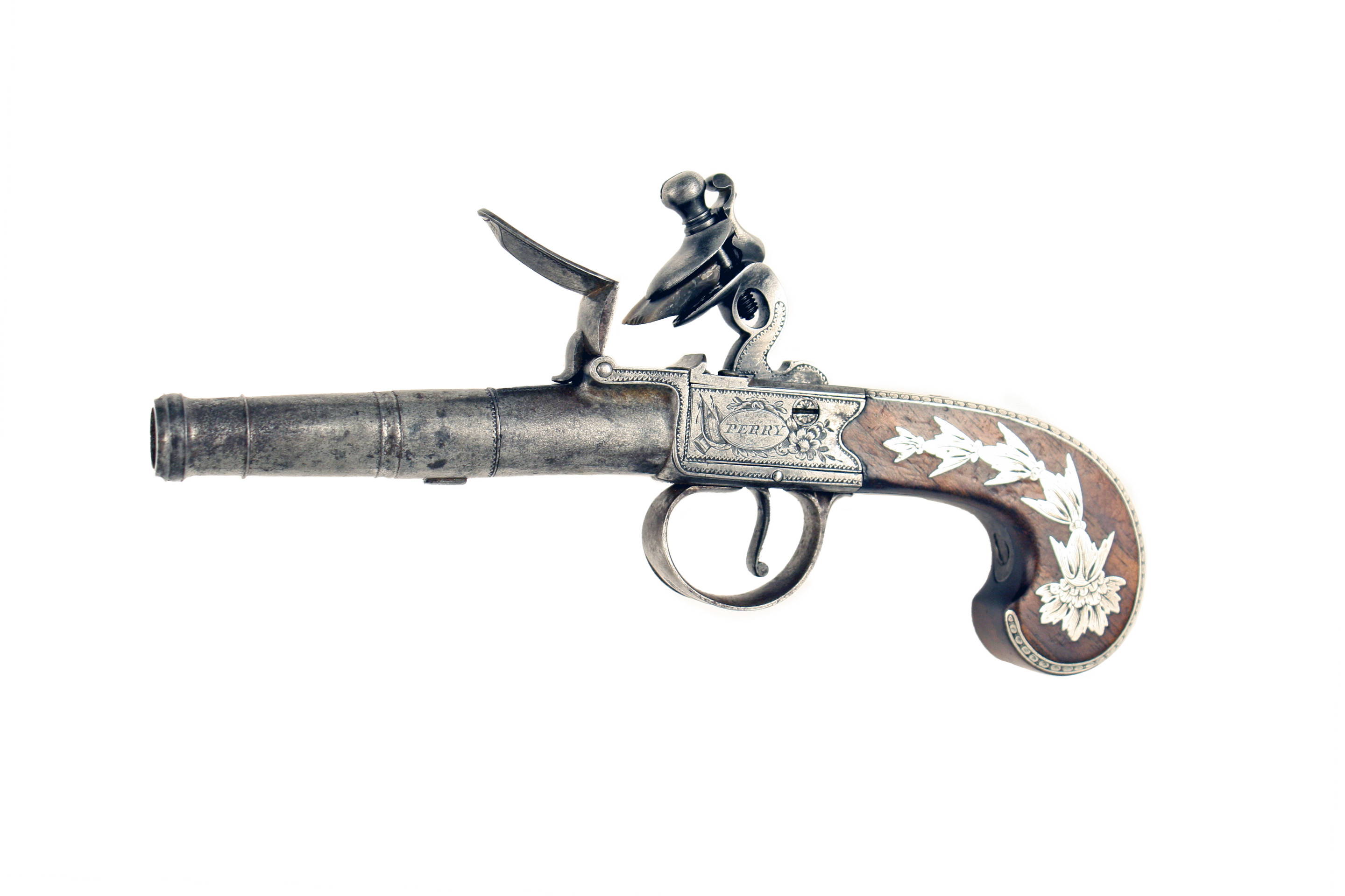 A Pair of Silver Mounted Pocket Pistols by Perry. - Image 5