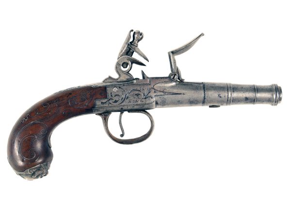 An Untouched Silver Mounted Pistol by King
