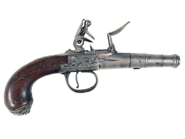 An Untouched Silver Mounted Pistol by King