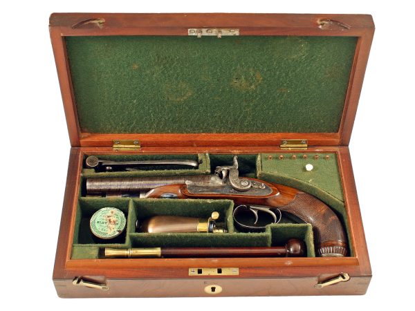 A Fine Cased Double Barrel Pistol
